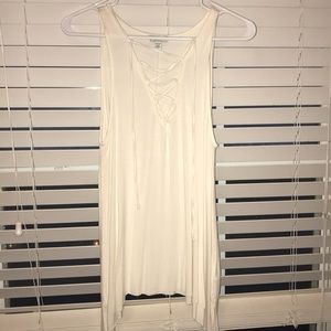 White American Eagle Lace Up Tank